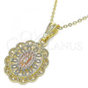 Oro Laminado Religious Pendant, Gold Filled Style Polished, Tricolor, 05.380.0011