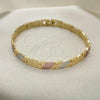 Oro Laminado Solid Bracelet, Gold Filled Style Polished, Tricolor, 03.102.0058.08