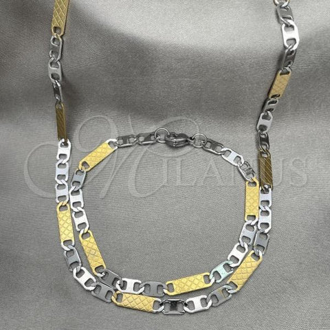 Stainless Steel Necklace and Bracelet, Mariner Design, Two Tone, 04.113.0053.24