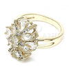 Oro Laminado Multi Stone Ring, Gold Filled Style with White Cubic Zirconia, Polished, Golden Finish, 01.210.0099.08 (Size 8)