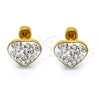 Stainless Steel Stud Earring, Heart Design, with White Crystal, Polished, Golden Finish, 02.271.0022.2