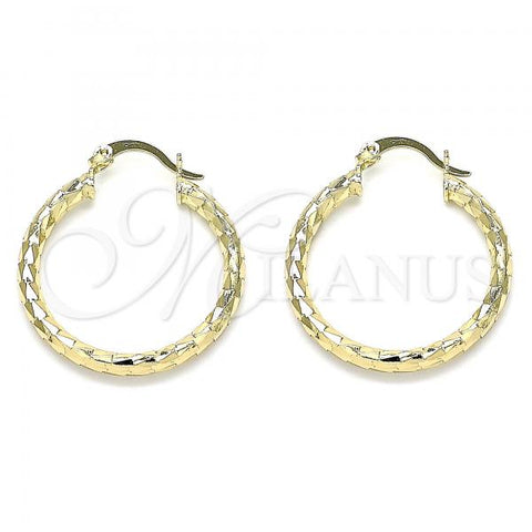 Oro Laminado Medium Hoop, Gold Filled Style Diamond Cutting Finish, Golden Finish, 02.213.0243.1.30