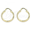 Oro Laminado Medium Hoop, Gold Filled Style Diamond Cutting Finish, Golden Finish, 02.213.0243.1.30