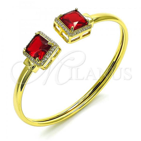 Oro Laminado Individual Bangle, Gold Filled Style with Garnet Cubic Zirconia and White Micro Pave, Polished, Golden Finish, 07.381.0002.1