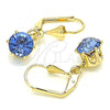Oro Laminado Leverback Earring, Gold Filled Style with Light Sapphire Crystal, Polished, Golden Finish, 02.122.0112.2