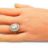 Oro Laminado Multi Stone Ring, Gold Filled Style with White Cubic Zirconia, Polished, Golden Finish, 01.346.0021.07