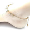 Oro Laminado Charm Anklet , Gold Filled Style Ball Design, Polished, Tricolor, 03.331.0110.10