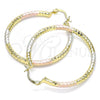 Oro Laminado Medium Hoop, Gold Filled Style Diamond Cutting Finish, Tricolor, 02.213.0154.1.40