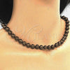Oro Laminado Fancy Necklace, Gold Filled Style with Dark Brown Pearl, Polished,, 04.321.0027.4.60