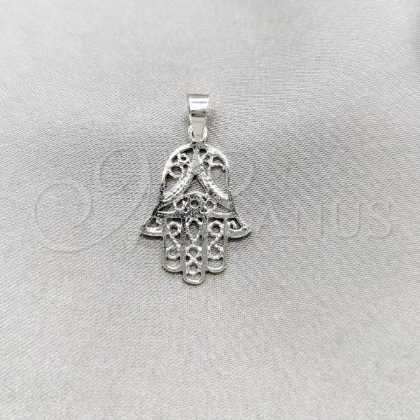 Sterling Silver Religious Pendant, Hand of God Design, Polished, Silver Finish, 05.392.0007