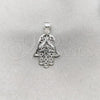 Sterling Silver Religious Pendant, Hand of God Design, Polished, Silver Finish, 05.392.0007