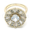 Oro Laminado Multi Stone Ring, Gold Filled Style with White Cubic Zirconia, Polished, Golden Finish, 01.210.0100.08 (Size 8)