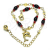 Oro Laminado Charm Anklet , Gold Filled Style Dolphin Design, Polished, Golden Finish, 03.213.0083.10