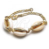 Oro Laminado Fancy Bracelet, Gold Filled Style Shell Design, Polished, Golden Finish, 03.63.2082.08