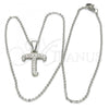 Stainless Steel Pendant Necklace, Initials and Rolo Design, with White Crystal, Polished, Steel Finish, 04.238.0022.18