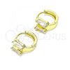 Oro Laminado Huggie Hoop, Gold Filled Style with White Cubic Zirconia, Polished, Golden Finish, 02.213.0283.10