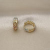 Oro Laminado Huggie Hoop, Gold Filled Style Greek Key Design, Polished, Tricolor, 02.196.0137.14