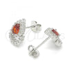 Sterling Silver Stud Earring, Teardrop Design, with Garnet and White Cubic Zirconia, Polished, Rhodium Finish, 02.371.0005.3