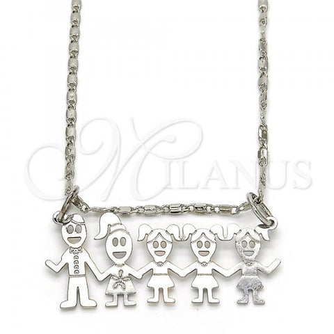 Rhodium Plated Pendant Necklace, Little Girl Design, Polished, Rhodium Finish, 04.106.0016.1.20