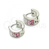 Stainless Steel Huggie Hoop, with Pink and White Crystal, Polished, Steel Finish, 02.230.0048.3.10