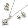 Sterling Silver Earring and Pendant Adult Set, with White Cubic Zirconia, Polished, Rhodium Finish, 10.286.0022