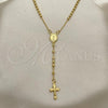 Oro Laminado Thin Rosary, Gold Filled Style Divino Niño and Crucifix Design, Polished, Golden Finish, 09.02.0040.18
