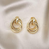 Oro Laminado Stud Earring, Gold Filled Style Chunky Design, Polished, Golden Finish, 02.213.0529