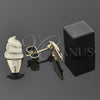 Oro Laminado Stud Earring, Gold Filled Style Ice Cream Design, with White Crystal, Yellow Enamel Finish, Golden Finish, 02.64.0310 *PROMO*