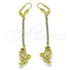 Oro Laminado Long Earring, Gold Filled Style Bird Design, with Cubic Zirconia, Golden Finish, 5.088.003