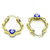 Oro Laminado Small Hoop, Gold Filled Style Heart Design, Blue Enamel Finish, Golden Finish, 02.213.0443.1.25