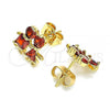 Oro Laminado Stud Earring, Gold Filled Style Little Boy and Little Girl Design, with Garnet Cubic Zirconia, Polished, Golden Finish, 02.387.0021.1