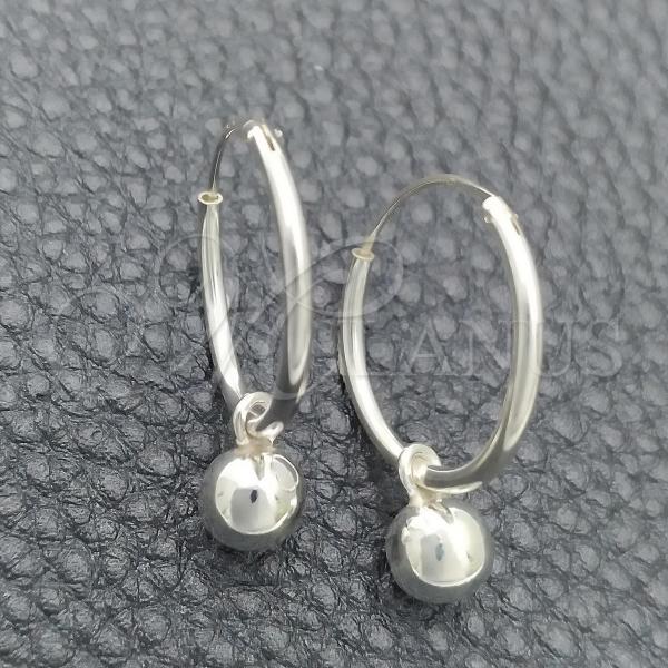Sterling Silver Small Hoop, Ball Design, Polished, Silver Finish, 02.397.0022.20