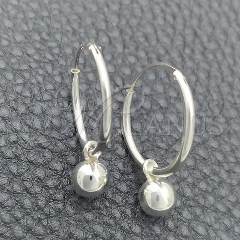 Sterling Silver Small Hoop, Ball Design, Polished, Silver Finish, 02.397.0022.20
