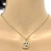 Stainless Steel Pendant Necklace, Initials Design, with White Crystal, Polished, Golden Finish, 04.238.0002.18