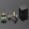 Oro Laminado Stud Earring, Gold Filled Style Cupcake Design, Black Enamel Finish, Golden Finish, 5.126.074.1 *PROMO*