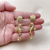 Oro Laminado Dangle Earring, Gold Filled Style Horse and Shell Design, Polished, Golden Finish, 02.282.0059