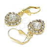 Oro Laminado Dangle Earring, Gold Filled Style Heart Design, with White Crystal, Polished, Golden Finish, 02.122.0114.5