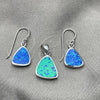 Sterling Silver Earring and Pendant Adult Set, with Bermuda Blue Opal, Polished, Silver Finish, 10.391.0001