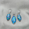 Sterling Silver Earring and Pendant Adult Set, Teardrop Design, with Bermuda Blue Opal, Polished, Silver Finish, 10.391.0029