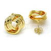 Oro Laminado Stud Earring, Gold Filled Style Chunky Design, Polished, Golden Finish, 02.63.2379