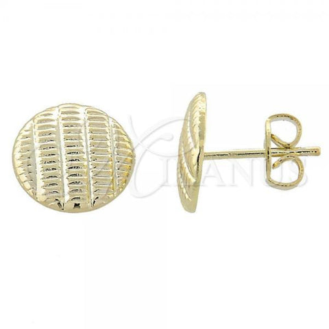 Oro Laminado Stud Earring, Gold Filled Style Diamond Cutting Finish, Golden Finish, 02.165.0035 *PROMO*