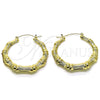Oro Laminado Large Hoop, Gold Filled Style Hollow and Bamboo Design, Polished, Golden Finish, 02.60.0149.50