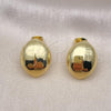 Oro Laminado Stud Earring, Gold Filled Style Chunky Design, Polished, Golden Finish, 02.341.0166