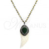 Stainless Steel Pendant Necklace, Teardrop Design, with Dark Brown Crystal and Emerald Opal, Polished, Two Tone, 04.232.0004.31