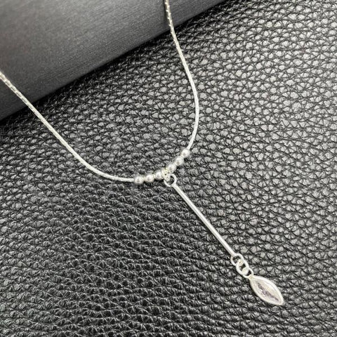 Sterling Silver Fancy Necklace, Snake  and Ball Design, with White Cubic Zirconia, Polished, Silver Finish, 04.401.0004.18