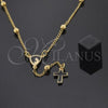 Oro Laminado Medium Rosary, Gold Filled Style Virgen Maria and Cross Design, Enamel Finish, Golden Finish, 5.212.010.16