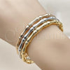 Oro Laminado Trio Bangle, Gold Filled Style Bamboo Design, Matte Finish, Golden Finish, 07.170.0061