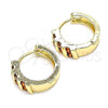 Oro Laminado Huggie Hoop, Gold Filled Style with Garnet Cubic Zirconia, Polished, Golden Finish, 02.210.0609.12