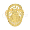 Oro Laminado Elegant Ring, Gold Filled Style Virgen Maria Design, Diamond Cutting Finish, Golden Finish, 5.178.007.07 (Size 7)