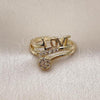 Oro Laminado Multi Stone Ring, Gold Filled Style Love Design, with White Cubic Zirconia, Polished, Golden Finish, 01.310.0048